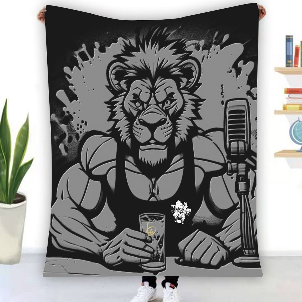 Single-Side Printing Flannel Blanket Leo lion  Podcaster
