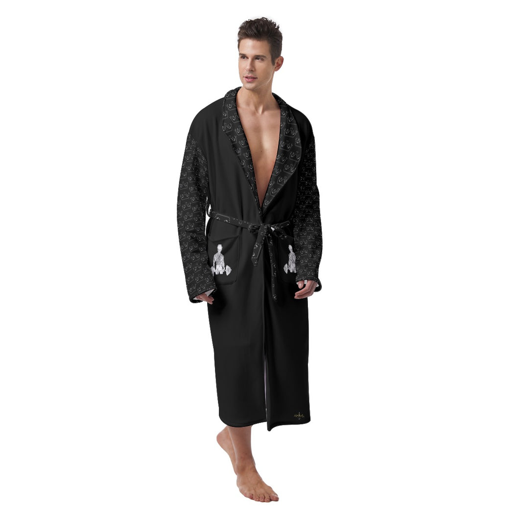 All-Over Print Men's Heavy Fleece Robe men’s weightlifting theme