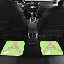 Load image into Gallery viewer, #514 cocknload Mining Car Mats. Lime green with guns and rooster print.
