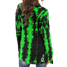 Load image into Gallery viewer, black and green skull Print Women&#39;s Cardigan With Long Sleeve
