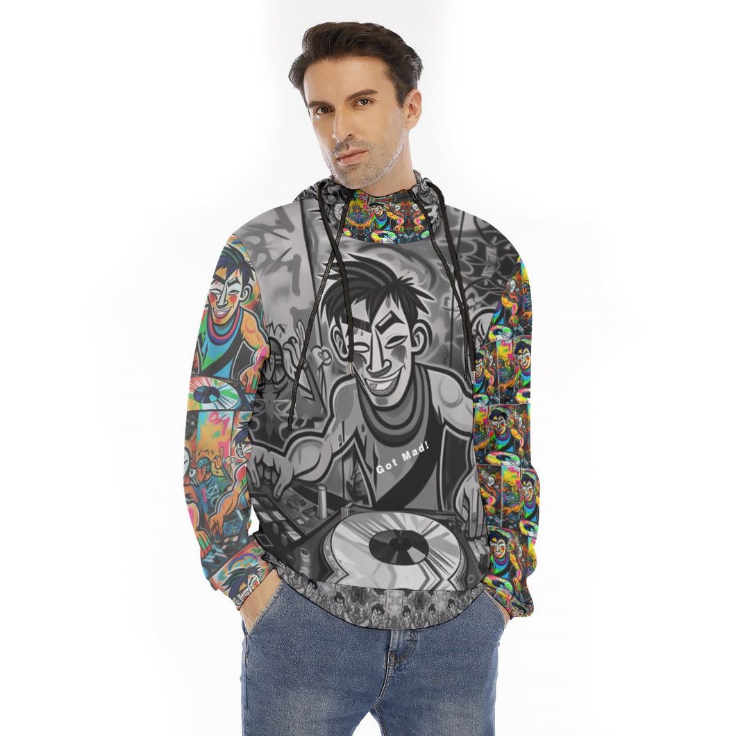 All-Over Print Men's Hoodie With Placket Double Zipper DJ Music Got Mad print