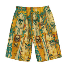 Load image into Gallery viewer, All-Over Print Unisex Straight Casual Short | 245GSM Cotton surfboard/skull print
