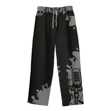 Load image into Gallery viewer, All-Over Print Unisex Straight Casual Pants | 245GSM Cotton grey and black Leo print

