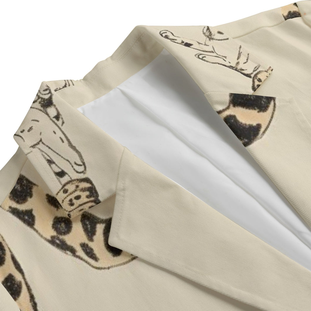 All-Over Print Women's Leisure Blazer | 245GSM Cotton Leopard theme