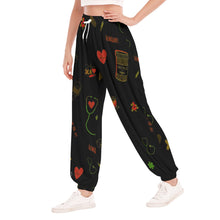 Load image into Gallery viewer, Nurse Print Women&#39;s Loose Striped Trousers With Waist drawstring
