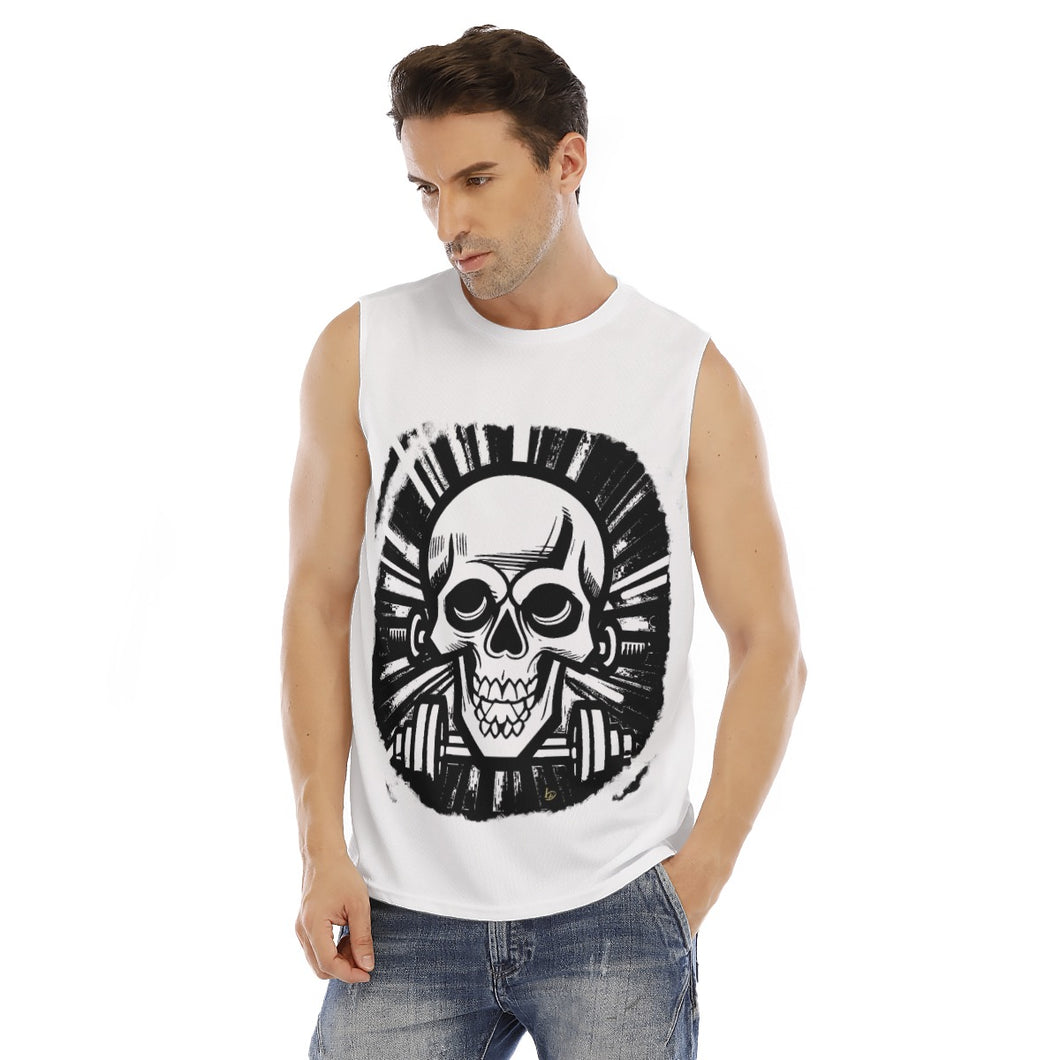 All-Over Print Men's O-neck Tank Top white weightlifting theme