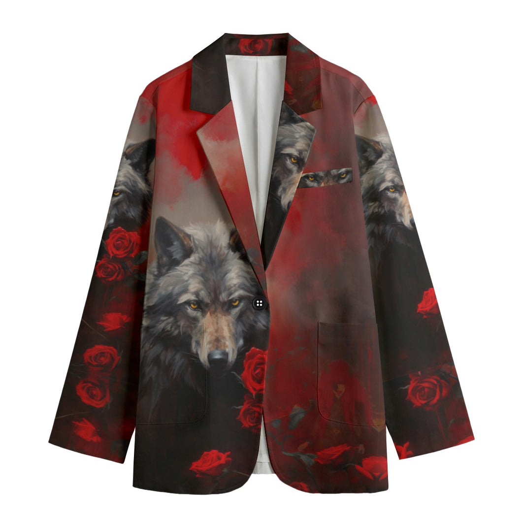 All-Over Print Women's Leisure Blazer | 245GSM Cotton embrace the wild