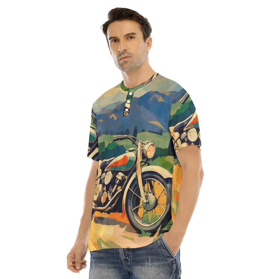 Men's Short Sleeve T-shirt With Button closure, #y185