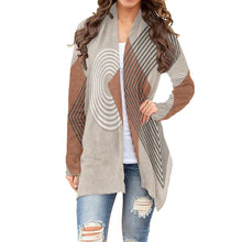 Load image into Gallery viewer, All-Over Print Women&#39;s Cardigan With Long Sleeve22 beige, and black abstract
