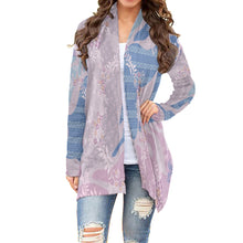 Load image into Gallery viewer, All-Over Print Women&#39;s Cardigan With Long Sleeve 91 purple and blue print
