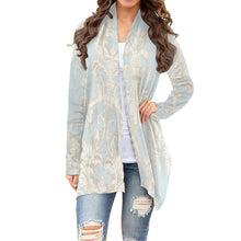 Load image into Gallery viewer, All-Over Print Women&#39;s Cardigan With Long Sleeve68 light blue with flower print
