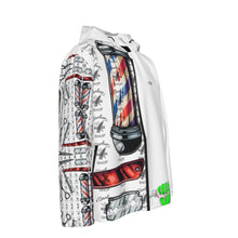 Load image into Gallery viewer, All-Over Print Men&#39;s Hooded Zipper Windproof Jacket Barbara, print green with clipper
