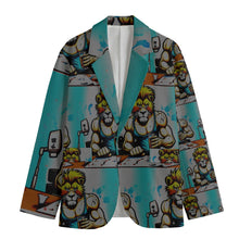 Load image into Gallery viewer, All-Over Print Men&#39;s Casual Flat Lapel Collar Blazer | Cotton Leo 2 print
