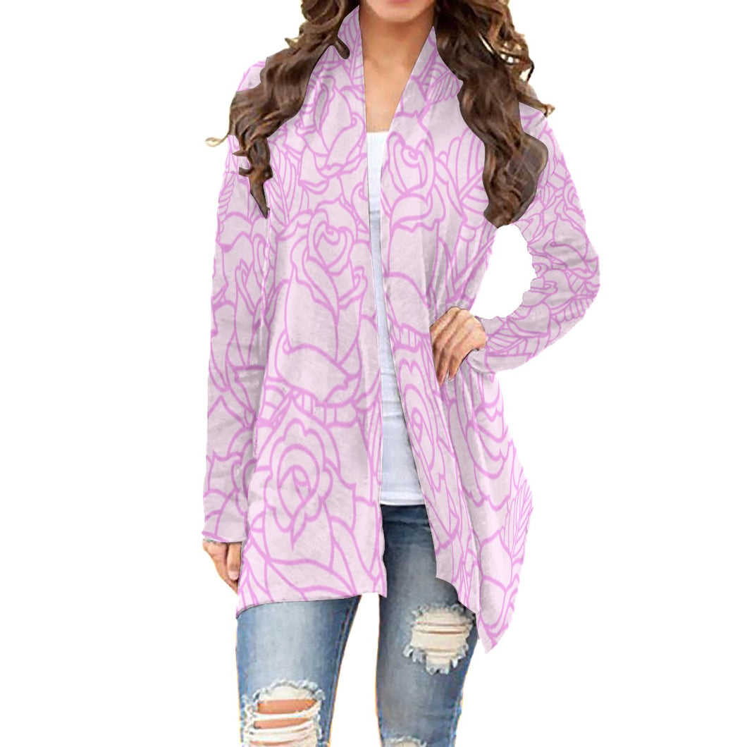 9All-Over Print Women's Cardigan With Long Sleeve Rose print