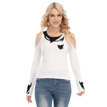 Load image into Gallery viewer, All-Over Print Women&#39;s Cold Shoulder Round Neck Long Sleeves Blouse lil devil unleashed
