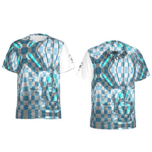 Load image into Gallery viewer, All-Over Print Men&#39;s O-Neck Sports T-Shirt barber, print in blue
