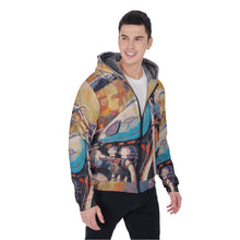 Load image into Gallery viewer, All-Over Print Men&#39;s Sherpa Fleece Zip Up Hoodie, abstract, motorcycle print, #25J
