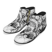 Load image into Gallery viewer, Men&#39;s Fashion Boots black and white skull  print
