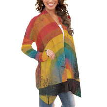 Load image into Gallery viewer, All-Over Print Women&#39;s Cardigan With Long Sleeve54 rainbow print
