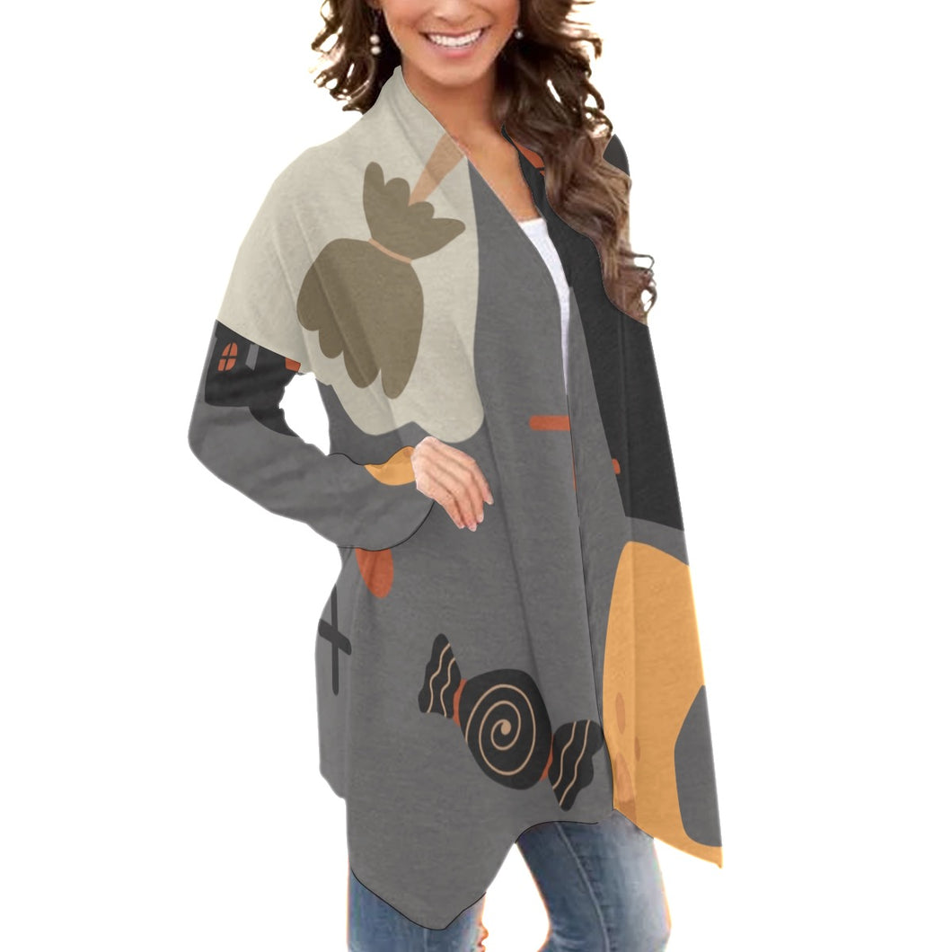 All-Over Print Women's Cardigan With Long Sleeve 75 Halloween print