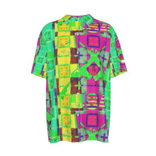 Load image into Gallery viewer, #466  Men&#39;s Imitation Silk Short-Sleeved Shirt multicolored w/gun print
