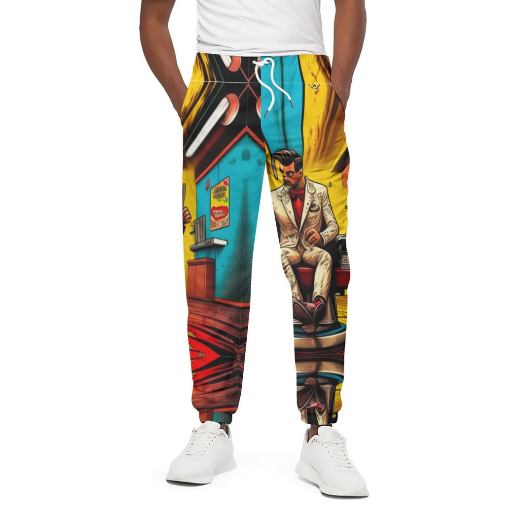 All-Over Print Unisex Pants | 310GSM Cotton barber  print 80