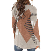 Load image into Gallery viewer, All-Over Print Women&#39;s Cardigan With Long Sleeve22 beige, and black abstract
