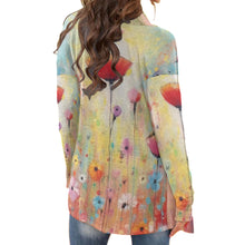 Load image into Gallery viewer, All-Over Print Women&#39;s Cardigan With Long Sleeve64 flower print
