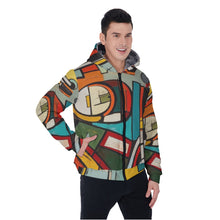 Load image into Gallery viewer, All-Over Print Men&#39;s Sherpa Fleece Zip Up Hoodie, multicolored, abstract, motorcycle print, #25F
