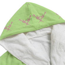 Load image into Gallery viewer, #514 cocknload Unisex Flannel Hooded bath robe -in lime w gun print
