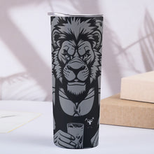 Load image into Gallery viewer, Skinny Tumbler Stainless Steel with Lids 20OZ lion Podcaster print
