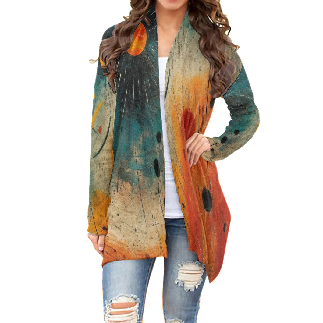 All-Over Print Women's Cardigan With Long Sleeve set 79 multicolored, abstract, print