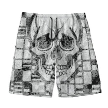 Load image into Gallery viewer, All-Over Print Men‘s Beach Shorts With Lining summer vibes skull b/w print
