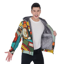 Load image into Gallery viewer, All-Over Print Men&#39;s Sherpa Fleece Zip Up Hoodie 26 26 abstract, motorcycle print
