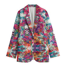 Load image into Gallery viewer, All-Over Print Women&#39;s Leisure Blazer | 245GSM Cotton summer vibes skull print
