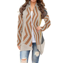Load image into Gallery viewer, 15All-Over Print Women&#39;s Cardigan With Long Sleeve rust and beige print
