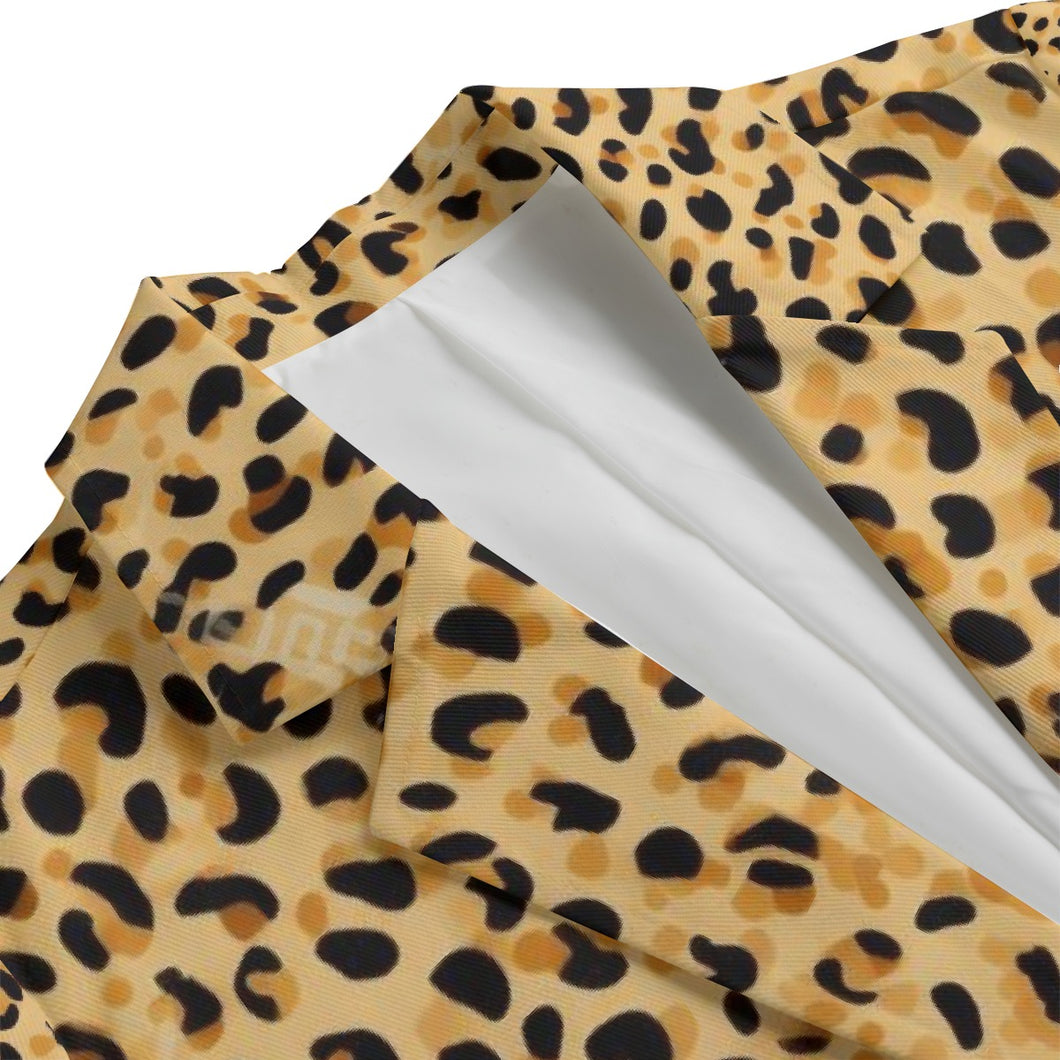 All-Over Print Women's Leisure Blazer | 245GSM Cotton Leopard theme