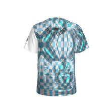 Load image into Gallery viewer, All-Over Print Men&#39;s O-Neck Sports T-Shirt barber, print in blue

