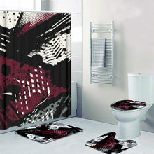 Load image into Gallery viewer, Four-piece Bathroom B22 black ,mauve and White print abstract
