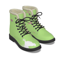 Load image into Gallery viewer, #514 cocknload Women&#39;s Plush Martin Boots-lime green  w/rooster print
