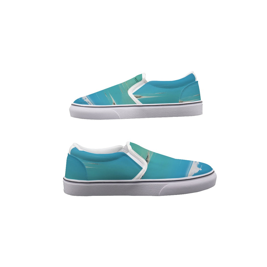 Women's Slip On Sneakers 84 blue abstract, print
