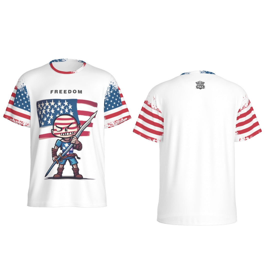 All-Over Print Men's O-Neck Sports T-Shirt freedom