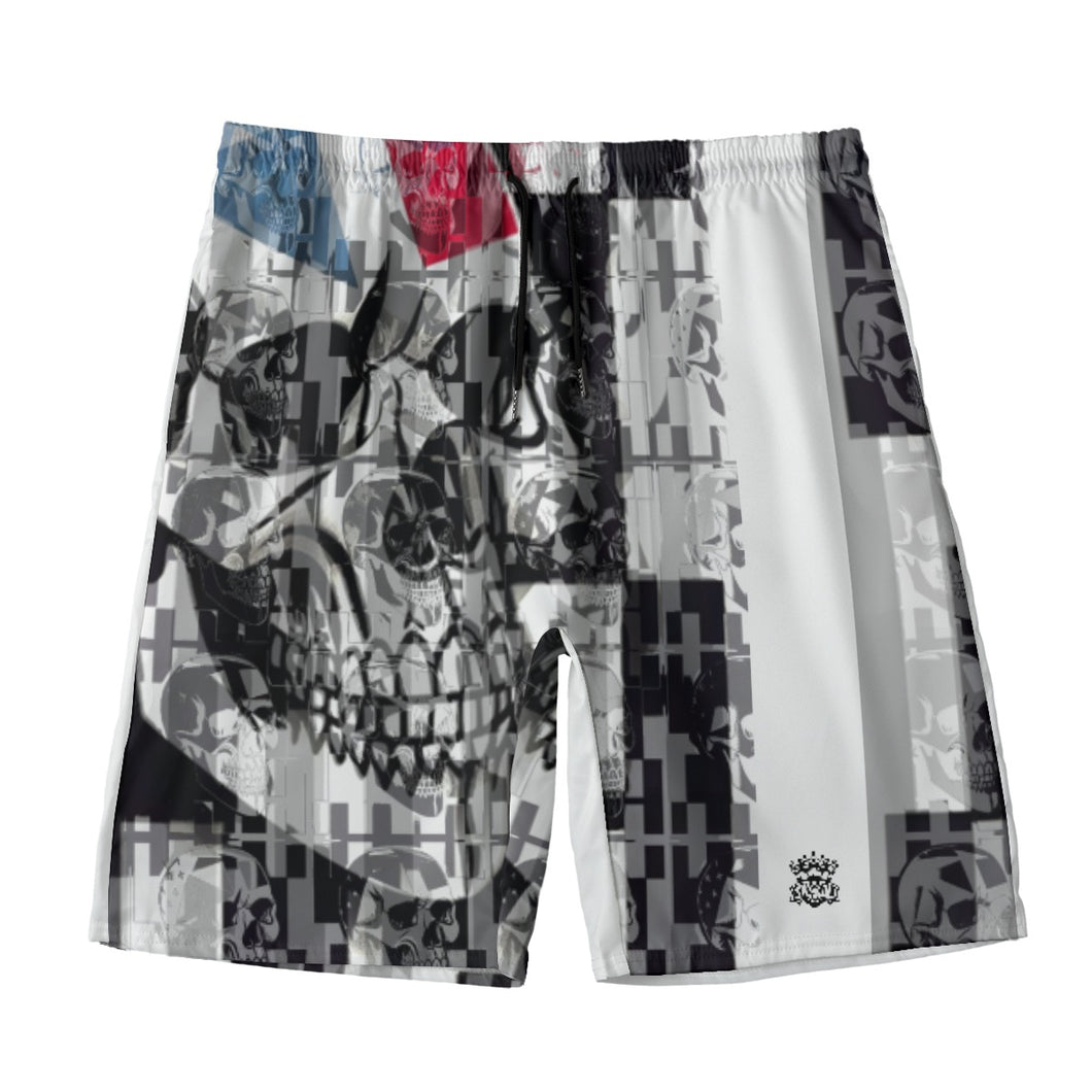 All-Over Print Men‘s Beach Shorts With Lining summer vibes skull checkard print