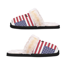 Load image into Gallery viewer, #COCKNLOAD101 Men&#39;s Home Plush Slippers Patriotic, print
