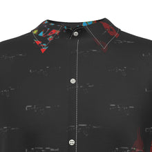Load image into Gallery viewer, #462 Men&#39;s Imitation Silk Short-Sleeved Shirt rooster /gun print
