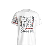 Load image into Gallery viewer, All-Over Print Men&#39;s O-Neck Sports T-Shirt barber, print, collage
