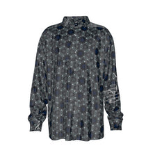 Load image into Gallery viewer, Blu/music Print Men&#39;s Imitation Silk Long-Sleeved Shirt
