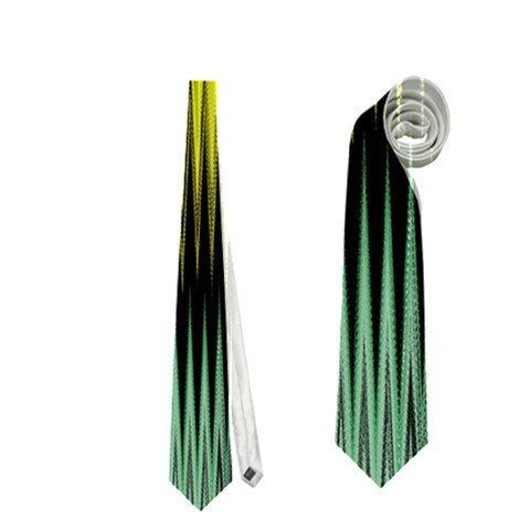 Yello/blk/green print Necktie (Two Side)