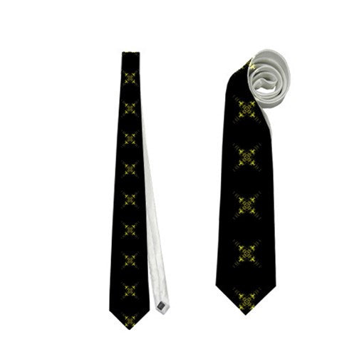 Yello/blk print Necktie (Two Side)