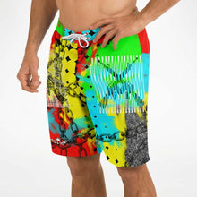 Load image into Gallery viewer, MetalPower print men’s board shorts
